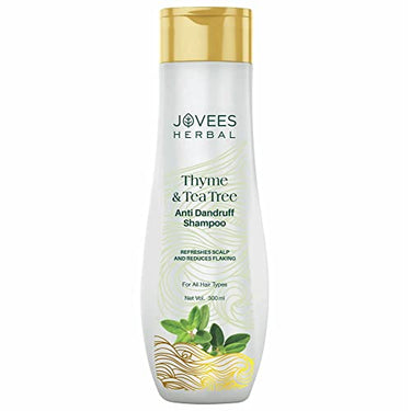 Jovees Herbal Thyme & Tea Tree Anti Dandruff Shampoo | With Tea Tree, Thyme & Lemon Extract | For All Hair Type | Prevents Dandruff & Dry Scalp- 300ml
